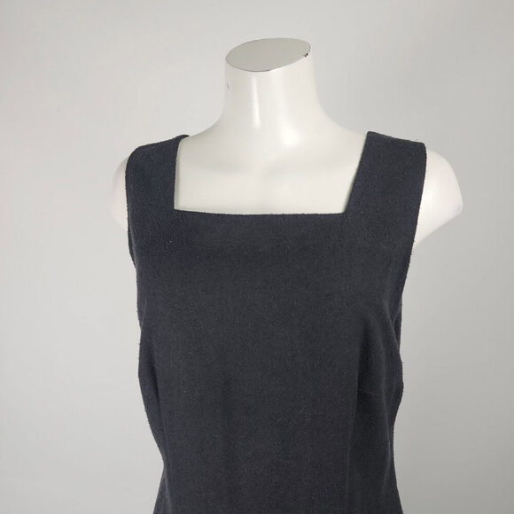 Vintage Black Raw Silk Midi Sheath Dress Size M/L - Picture 2 of 7